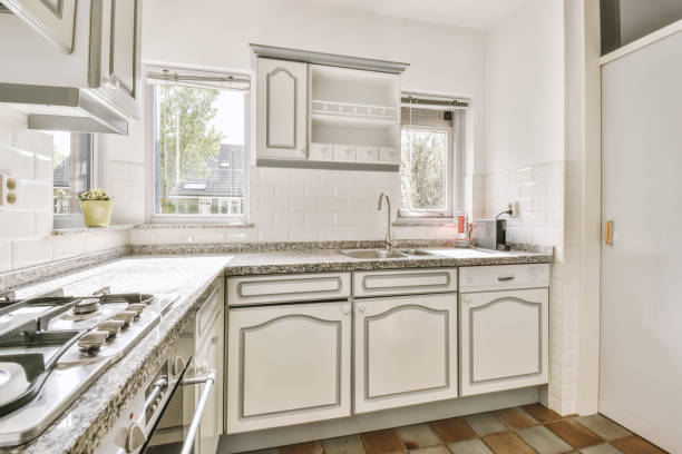 istock Corner retro kitchen furniture in modern apartment 1409368552