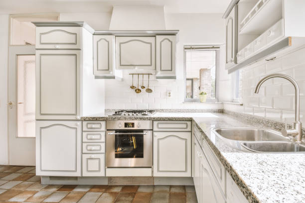 istock Corner retro kitchen furniture in modern apartment 1409368557