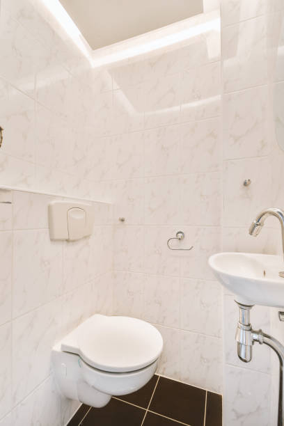 istock Lavatory with toilet and sink 1409369438
