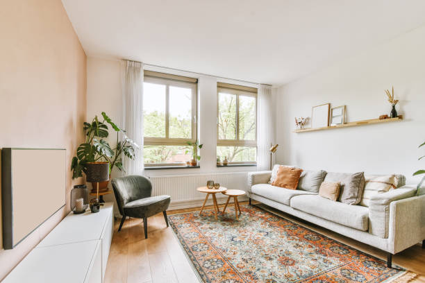 istock Living room with dining area 1409371005