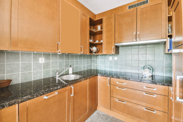 istock Corner kitchen furniture in modern apartment 1409371986