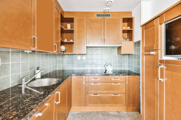 istock Corner kitchen furniture in modern apartment 1409371988