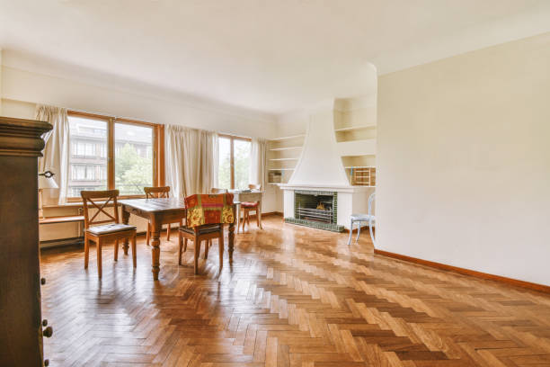 istock Cozy living room with fireplace 1409373671