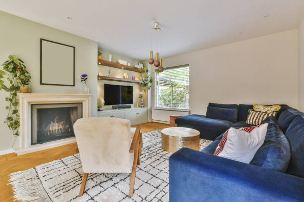 istock Interior of living room with comfortable sofa 1409377087