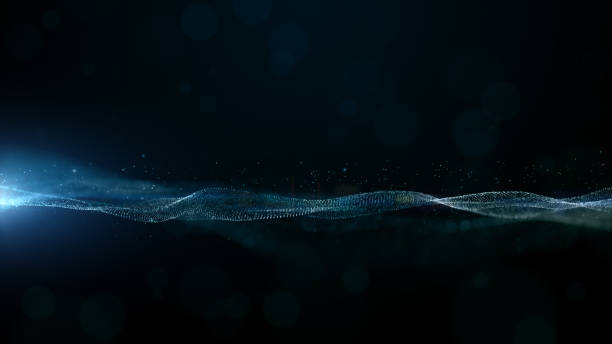 istock Digital cyberspace futuristic, Blue color particles wave flowing with lines and dots connection, motion looping abstract background. 3d rendering 1409383689