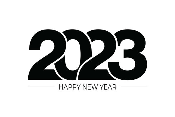 illustrazioni stock, clip art, cartoni animati e icone di tendenza di felice anno nuovo 2023 design del testo. per modello di design brochure, scheda, banner. illustrazione vettoriale. isolato su sfondo bianco. - 2023