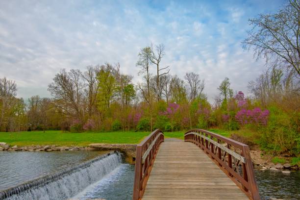 istock Walking Bridge and waterfall-Howard County,Indiana 1409389756
