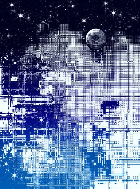 Vector illustration of Futuristic outer space background with glitch technique