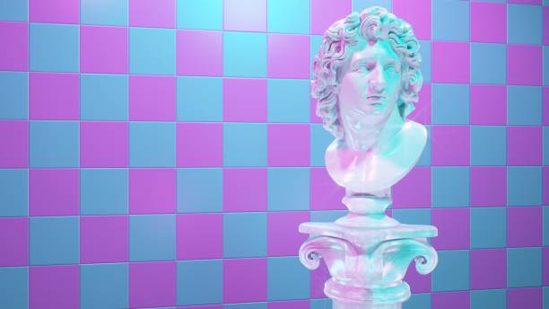 istock Aesthetic Vaporwave Statue Changing Gradient Mood Lights Shifts Color - Abstract Background Texture 1409397966