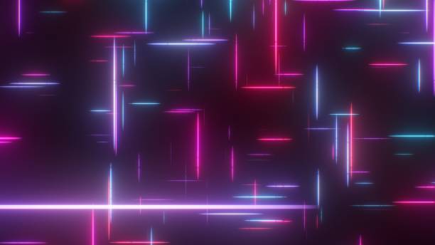 istock Falling Through Sci-Fi Flowing Glow Electric Neon Light Rails Tunnel - Abstract Background Texture 1409397983