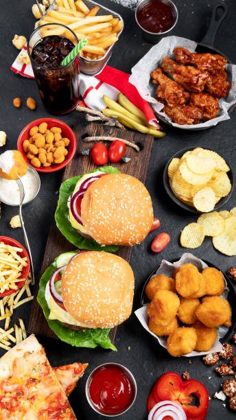 istock Various fast food products and drinks. 1409397995