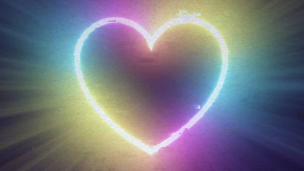 istock Rainbow Heart Shape Glitchy Retro 80s Aesthetic Glow Neon Cyberpunk - Abstract Background Texture 1409398029