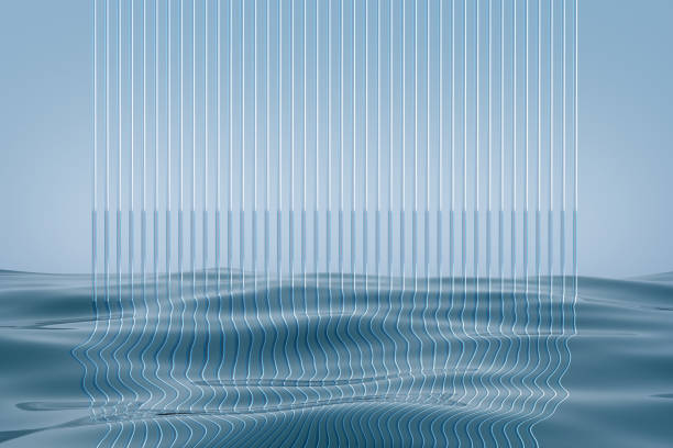 istock Glass podium on blue water background. 1409398118