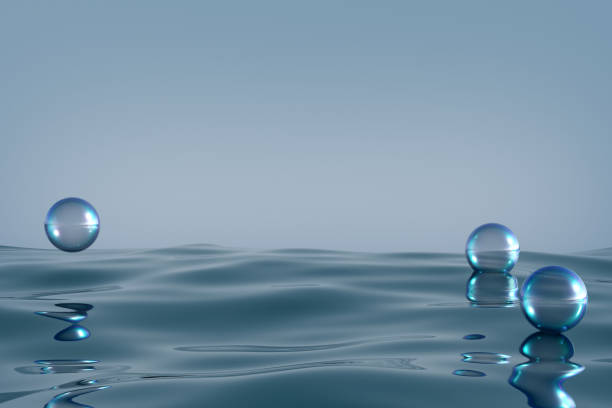 istock Glass podium on blue water background. 1409398941