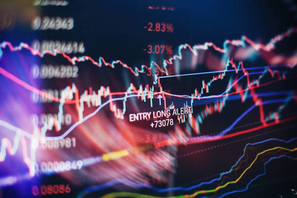 istock Financial graphs on the computer screen , Stock market graph on led screen. Finance and investment concept. Selective focus. 1409401111