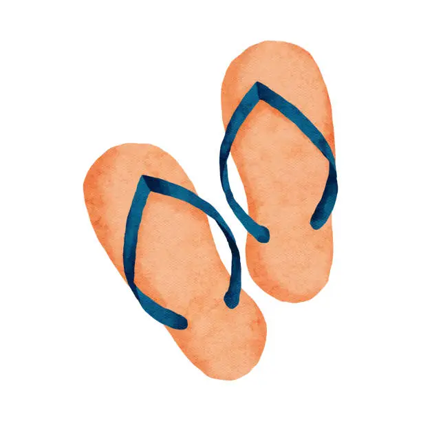 Vector illustration of watercolor summer flip flop illustration
