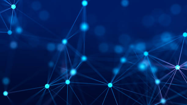 istock Distribution of lines and points in space. Digital background of data network connection. 3D rendering. 1409408081