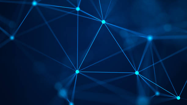 istock Distribution of lines and points in space. Digital background of data network connection. 3D rendering. 1409408107