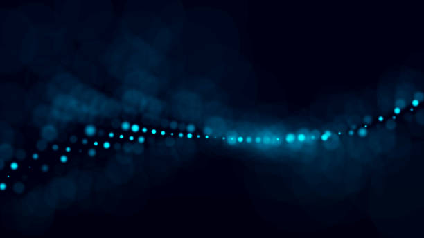 istock Digital background with movement of glowing particles. Complex technologies of big data. 3D rendering. 1409408108