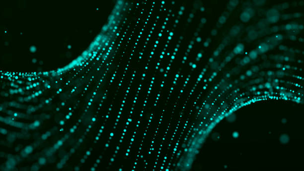 istock Digital background with movement of glowing particles. Complex technologies of big data. 3D rendering. 1409408142