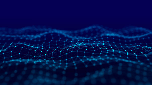 istock Abstract blue futuristic background. Technological wave of information data flow. 3D rendering. 1409408316