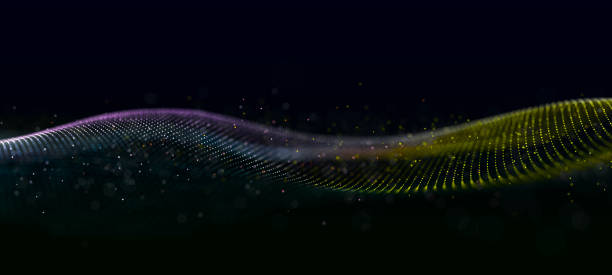 istock Abstract wave of musical sounds. Smooth information transfer. 3D rendering. 1409408327