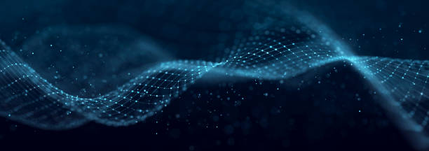 istock Abstract wave of musical sounds. Smooth information transfer. 3D rendering. 1409408336