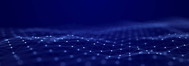 istock Abstract blue futuristic background. Technological wave of information data flow. 3D rendering. 1409408391