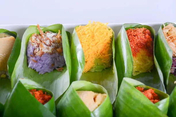 Photo of Thai dessert, Sticky rice with  wrapped in banana leaf