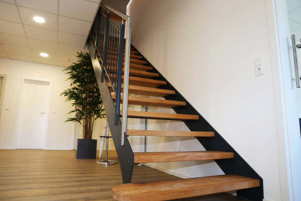 istock Modern new internal wooden staircase 1409412842