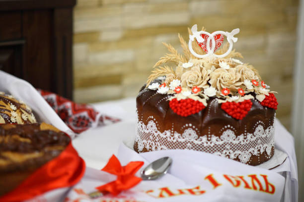 istock Wedding loaf. Wedding loaf with viburnum berries. Wedding ceremony. 1409415479