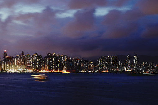 The seaside city scenery of Qingdao, Shandong Province, China at night