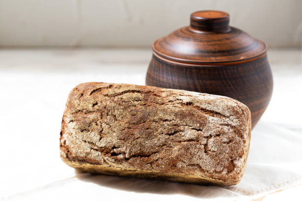 istock Freshly baked bread with a pot on a white background 1409420368