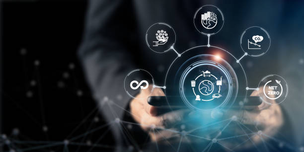 istock Growing sustainability. LCA-Life cycle assessment concept. Assessing environmental impacts associated on value chain product. Carbon footprint evaluation. ISO LCA standard, aim to limit climate change 1409421303