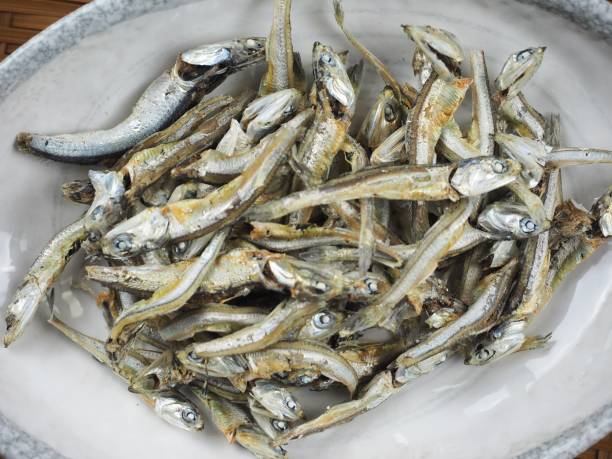 istock Dried anchovy background, food ingredient 1409423531