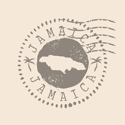Stamp Postal of Jamaica. Map Silhouette rubber Seal.  Design Retro Travel. Seal of Map Jamaica grunge  for your design.  EPS10