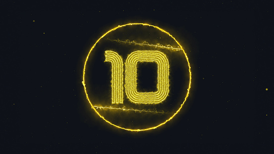 Number 10 Yellow Circle