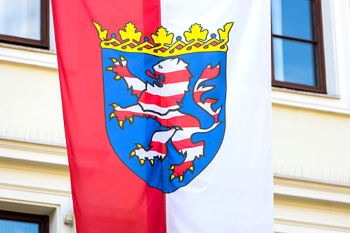 wiesbaden,hesse /germany - 16 07 2022: the flag of hesse germany
