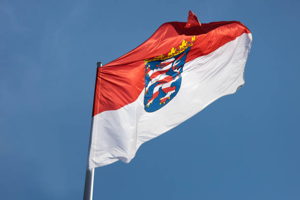 wiesbaden,hesse /germany - 16 07 2022: the flag of hesse germany
