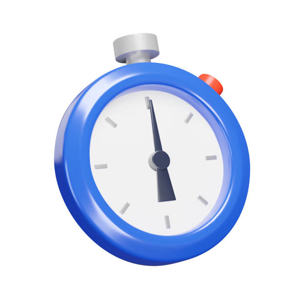 stopwatch 3d icon, vector illustration. blue timer with red button. isolated object on a transparent background - 秒錶 幅插畫檔、美工圖案、卡通及圖標