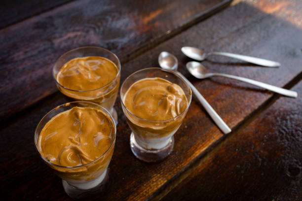 istock Coffee with ice. Dalgona coffee. Creamy coffee with ice milk. 1409428592