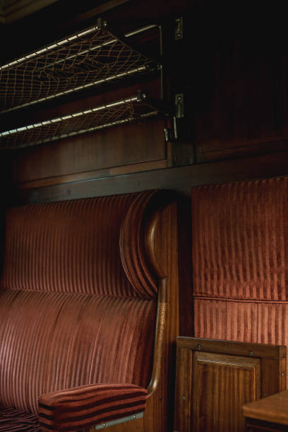 istock Seat in an interior of a vintage train compartment. 1409430009