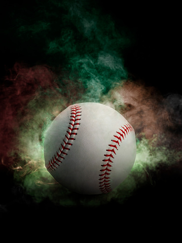 Baseball on the color smoke background