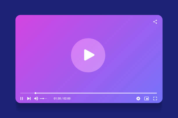illustrazioni stock, clip art, cartoni animati e icone di tendenza di interfaccia del lettore video isolata su sfondo bianco. modello di streaming video. mockup finestra di streaming live, lettore. trasmissione online. concetto di social media. - streaming in diretta
