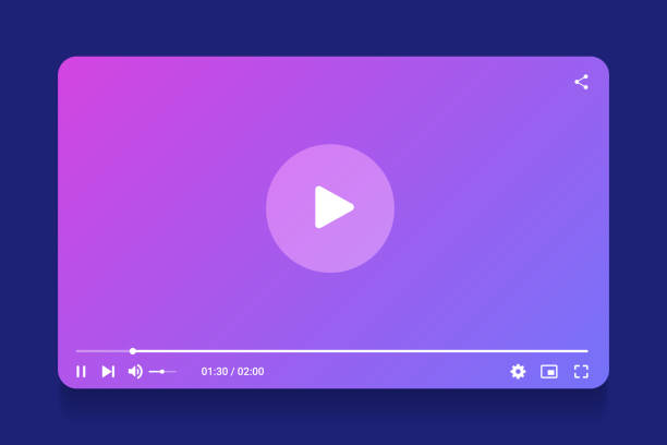 Video player interface isolated on white background. Video streaming template. Mockup live stream window, player. Online broadcasting. Social media concept. Video player interface isolated on white background. Video streaming template. Mockup live stream window, player. Online broadcasting. Social media concept. panel stock illustrations