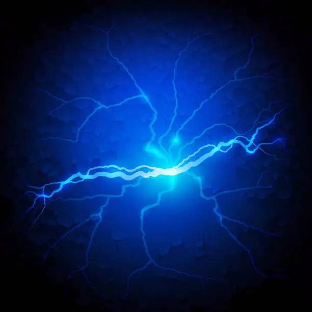 Vector illustration of Blue Grunge Background with Lightning Bolt