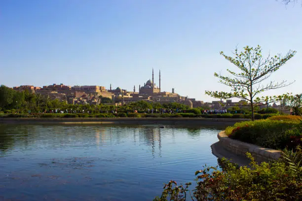 Photo of View of Muhammad Ali Mosque from al-Azhar Park  Lake