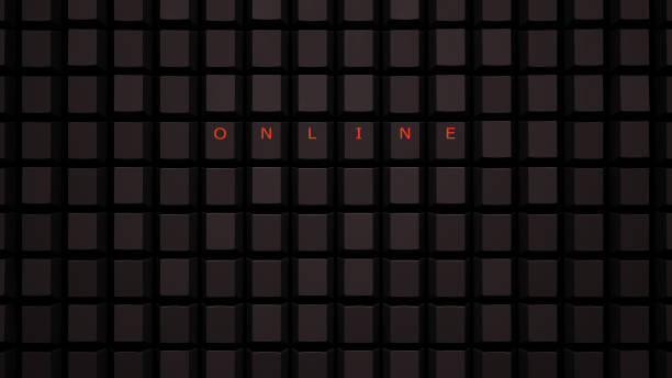 istock Online Concept Illuminated Orange Keys on a Black Keyboard Grid Wall Anonymous Danger Cyber Hacker 1409441178