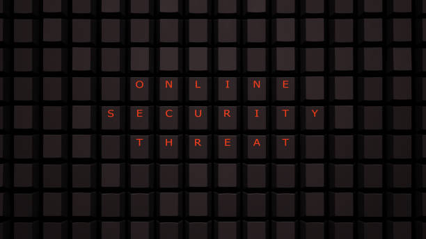 concept de menace de sécurité en ligne touches orange illuminées sur un mur de grille de clavier noir danger anonyme cyber hacker - politics internet computer key render photos et images de collection