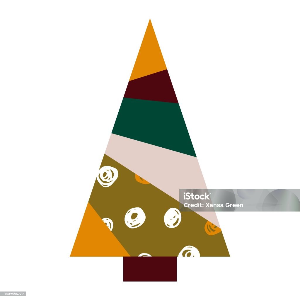 Triangular Tree Cartoon Vector Cartoon Triangular New Year Christmas Tree Stock Illustration ...